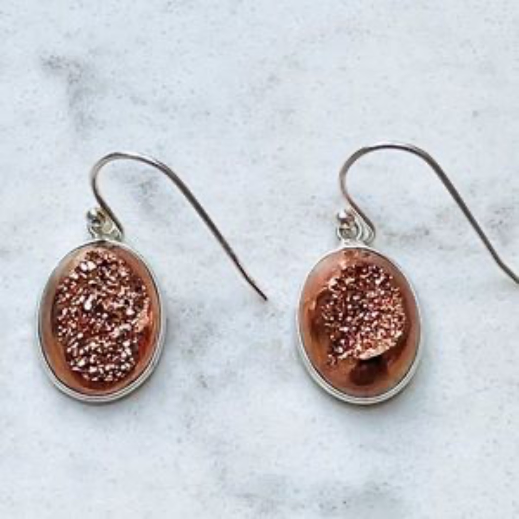 Luvleigh Designs - Rose Gold Druzy Earrings